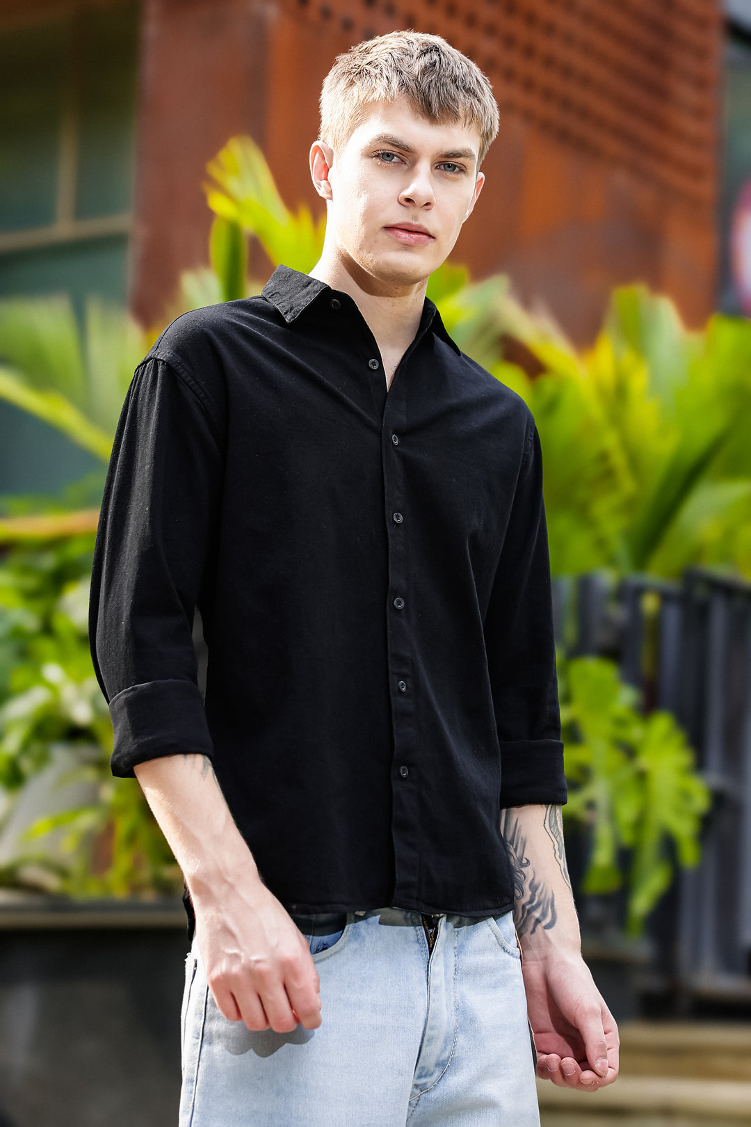 Bird Patch Embroidery Denim Shirt