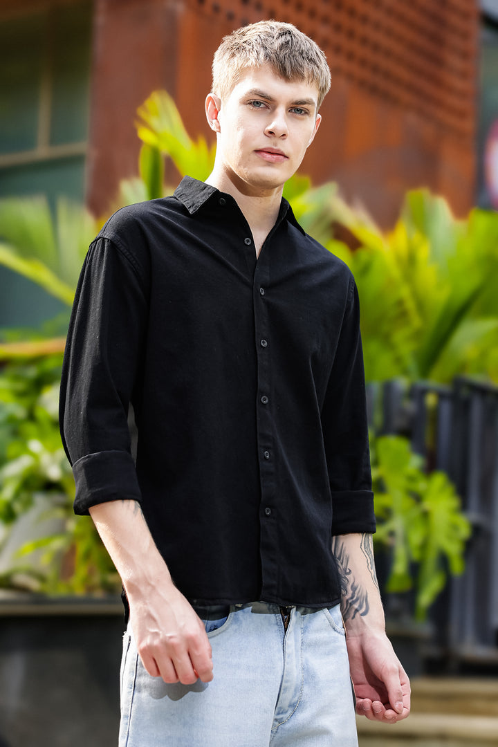 Bird Patch Embroidery Denim Shirt