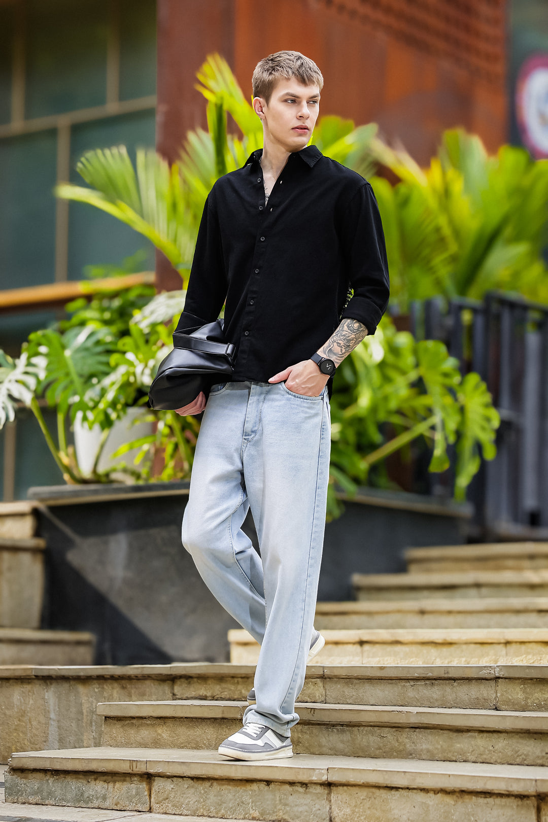 Bird Patch Embroidery Denim Shirt