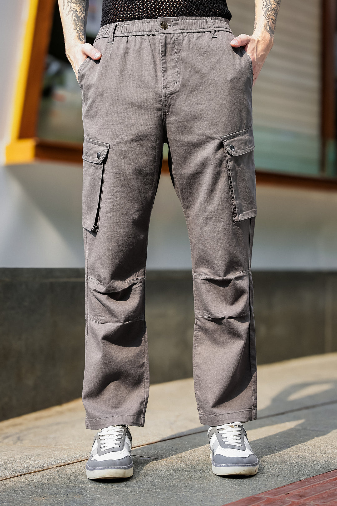 Combat : Dark Grey Regular Fit Cargo Pants