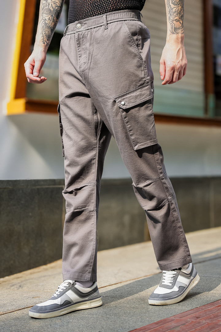 Combat : Dark Grey Regular Fit Cargo Pants
