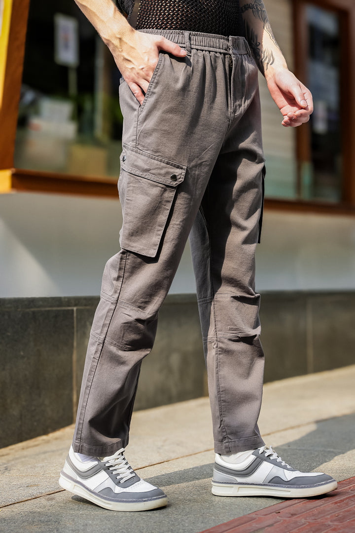 Combat : Dark Grey Regular Fit Cargo Pants