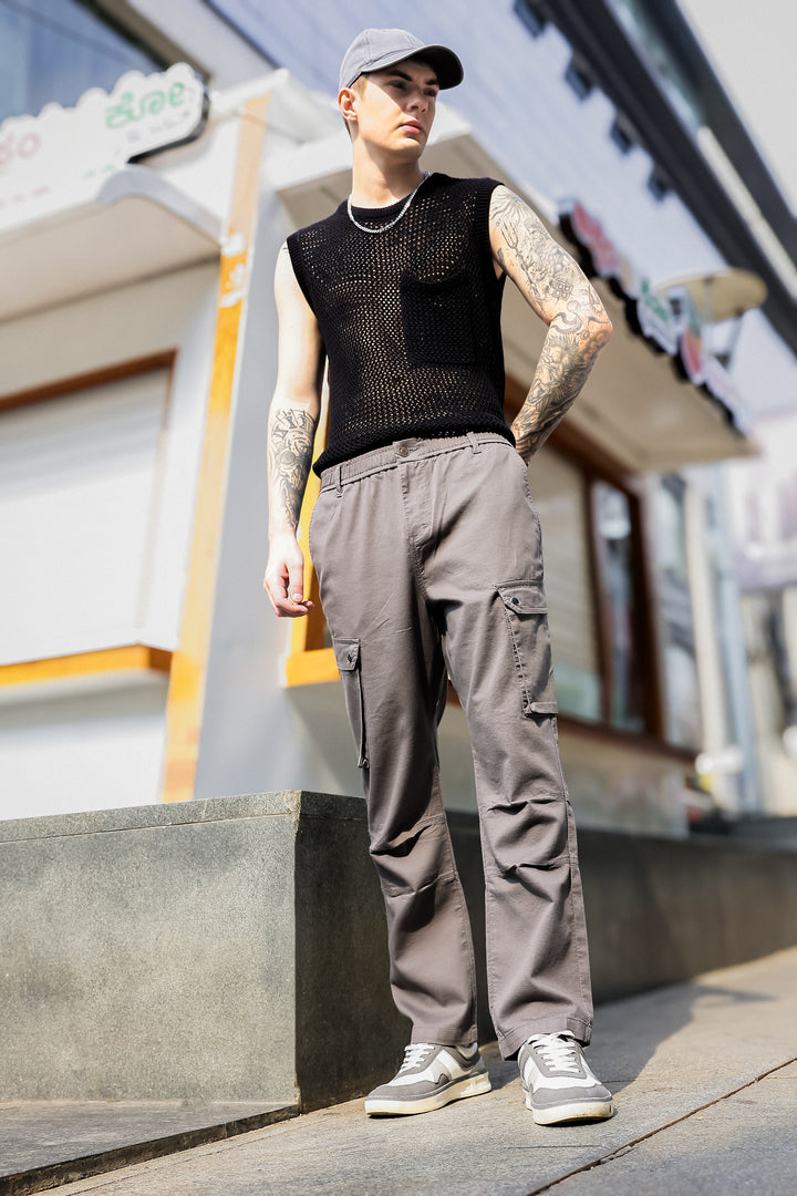 Combat : Dark Grey Regular Fit Cargo Pants