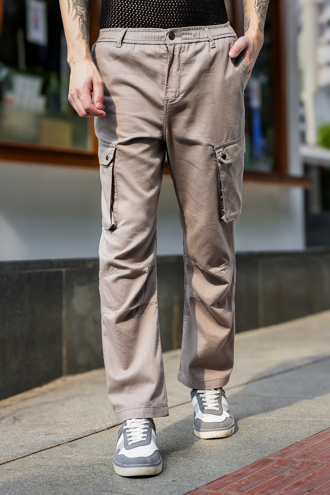 Combat : Dark Khaki Regular Fit Cargo Pants