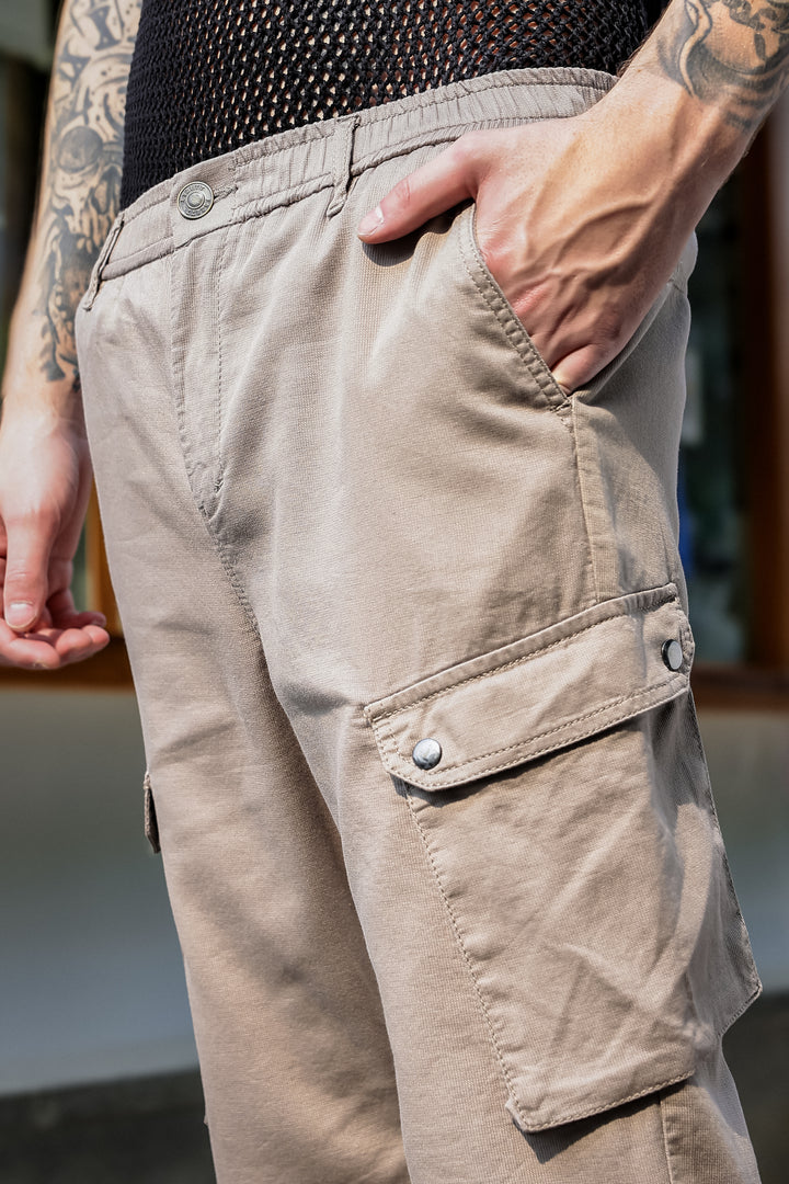 Combat : Dark Khaki Regular Fit Cargo Pants