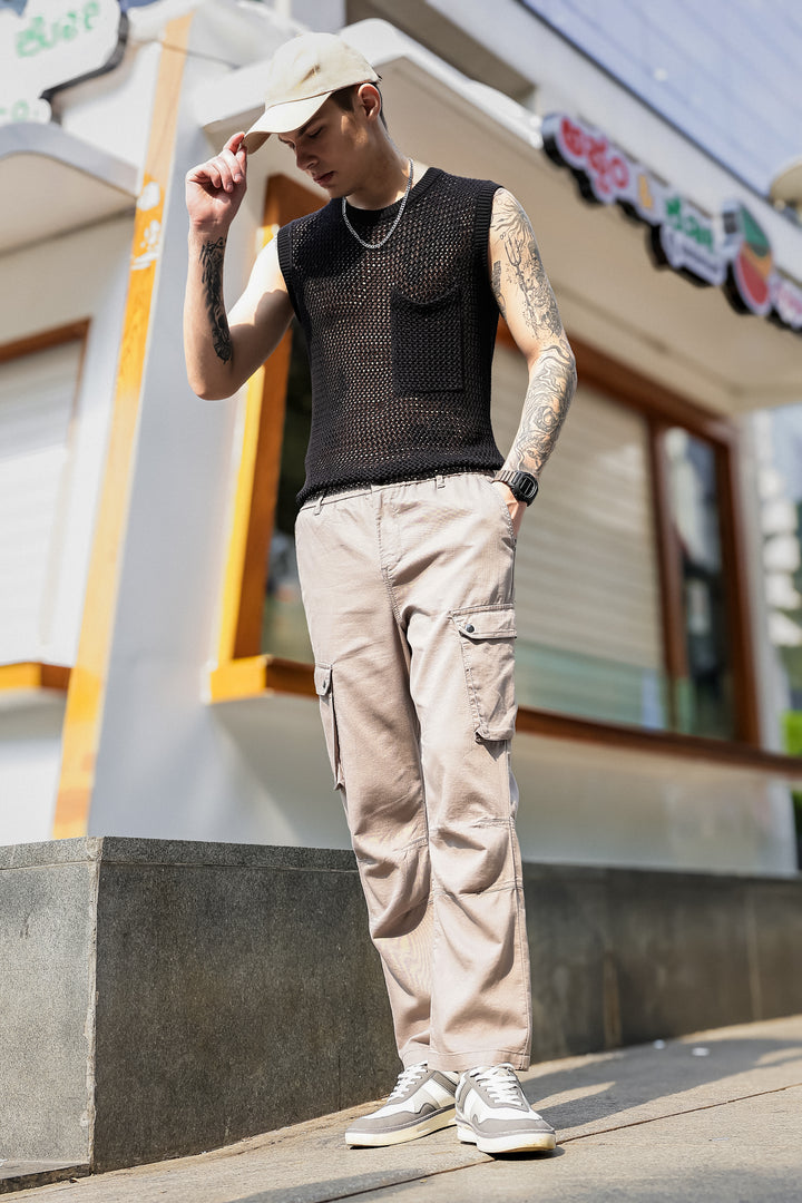 Combat : Dark Khaki Regular Fit Cargo Pants