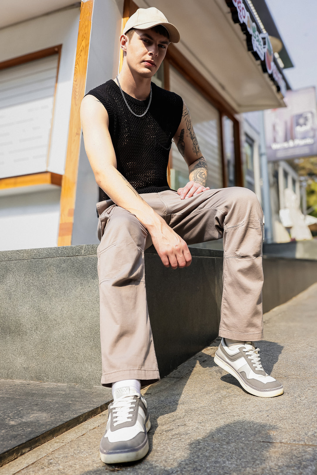 Combat : Dark Khaki Regular Fit Cargo Pants