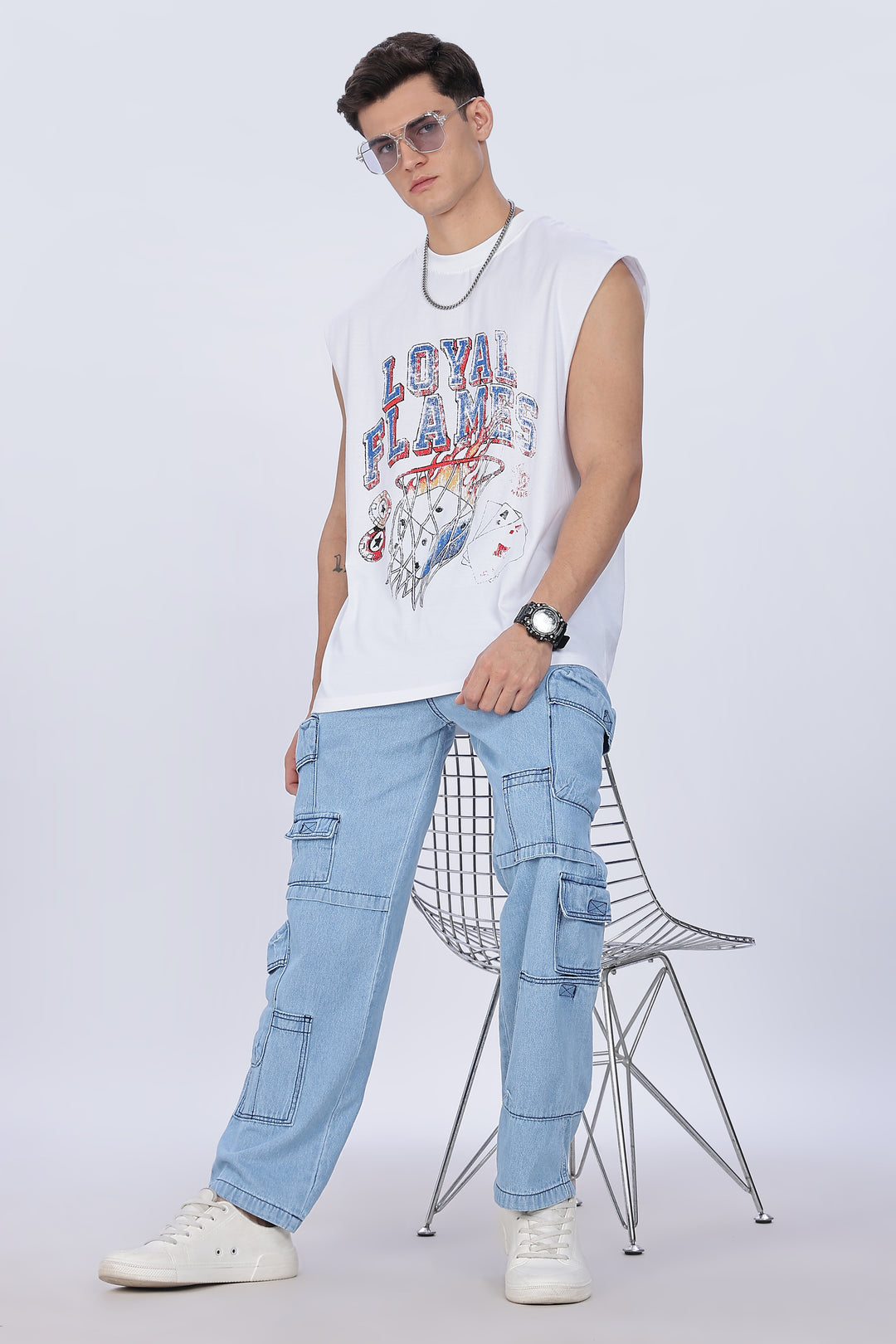 Loyal Flames: White Oversized Tank