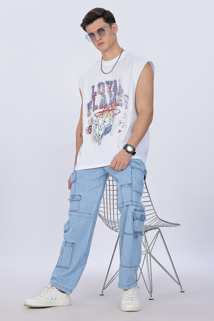 Loyal Flames: White Oversized Tank