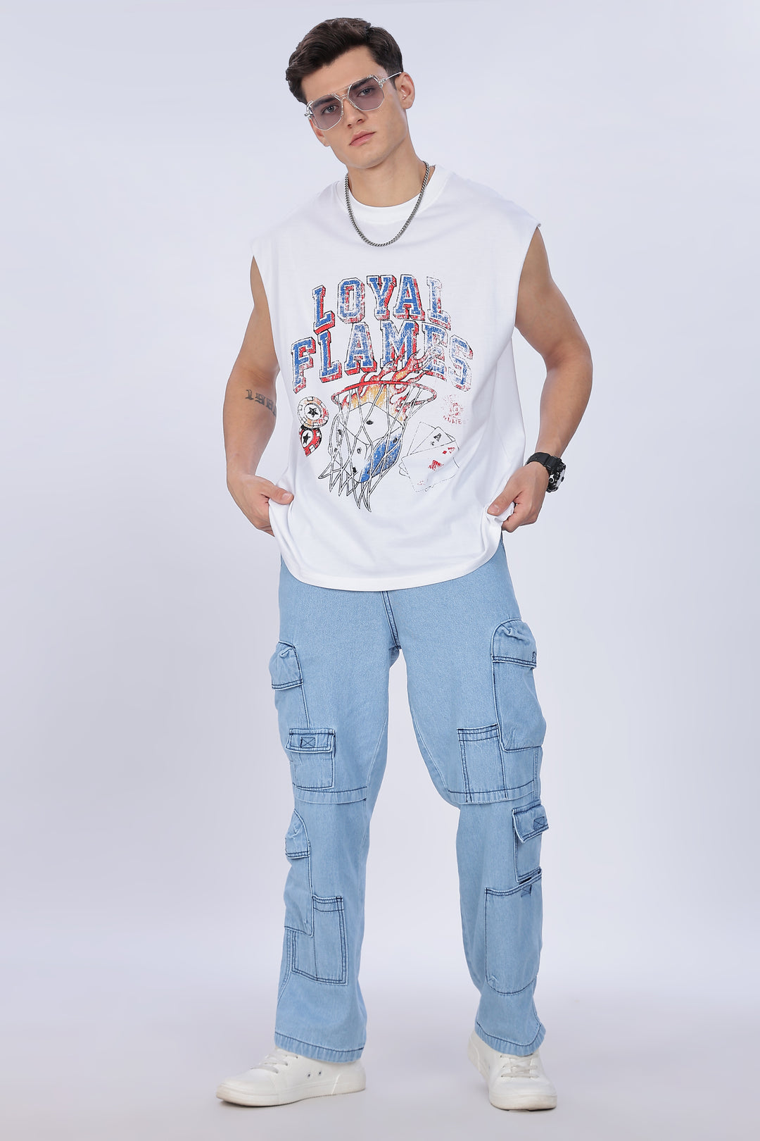 Loyal Flames: White Oversized Tank
