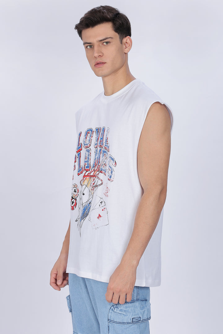 Loyal Flames: White Oversized Tank