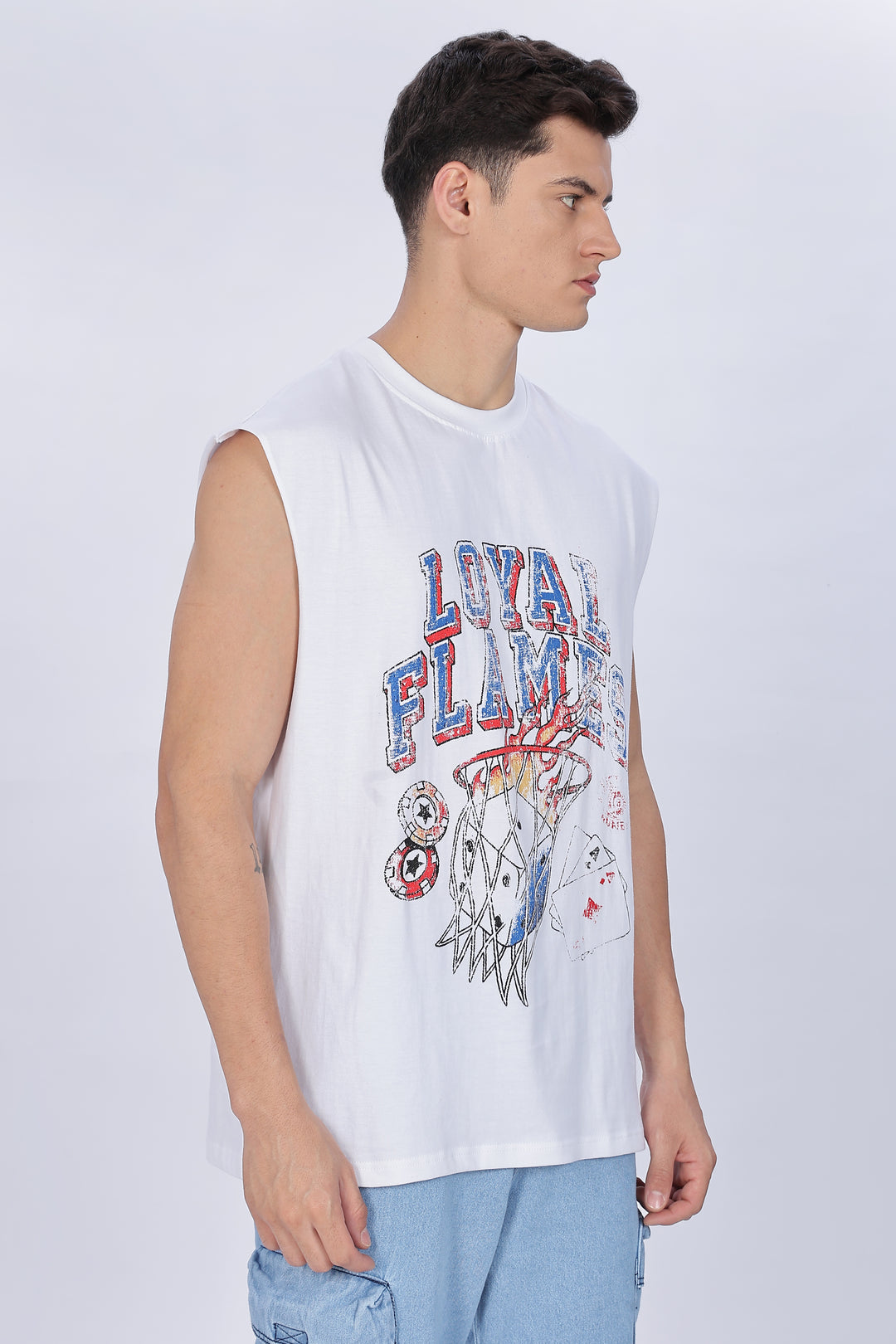 Loyal Flames: White Oversized Tank