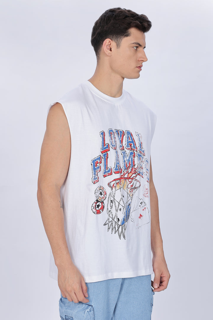 Loyal Flames: White Oversized Tank