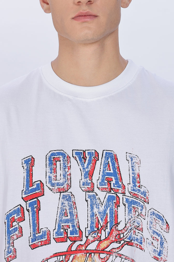Loyal Flames: White Oversized Tank