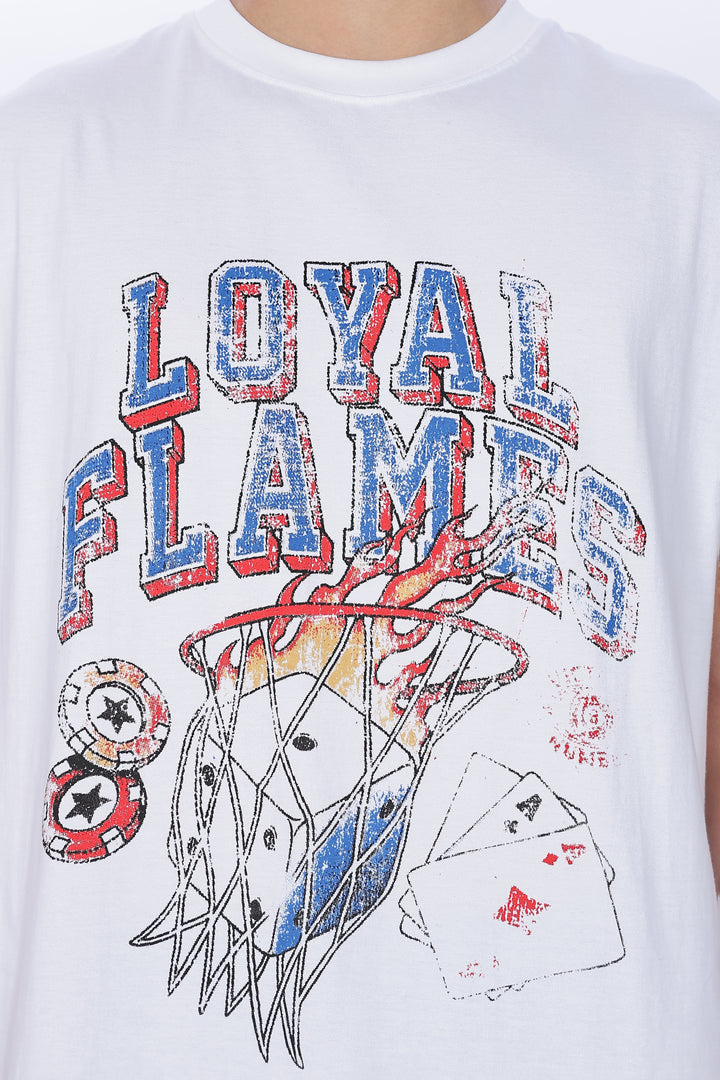 Loyal Flames: White Oversized Tank