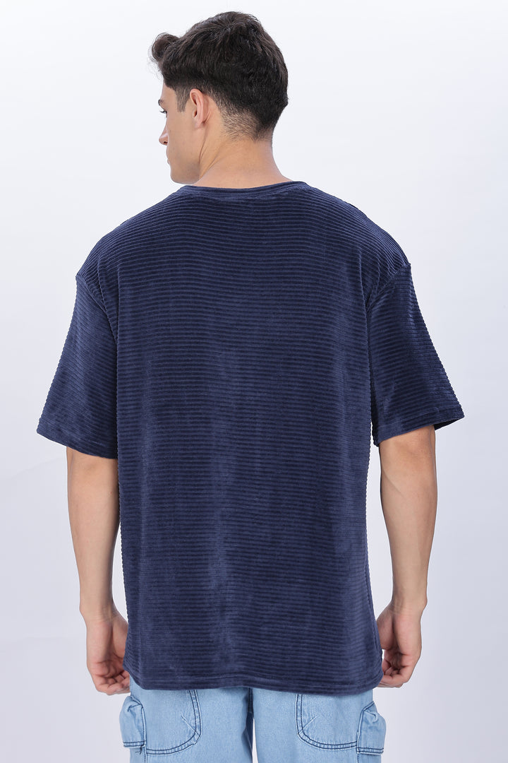 Textured Fabric Pearl Blue Oversized t-shirt