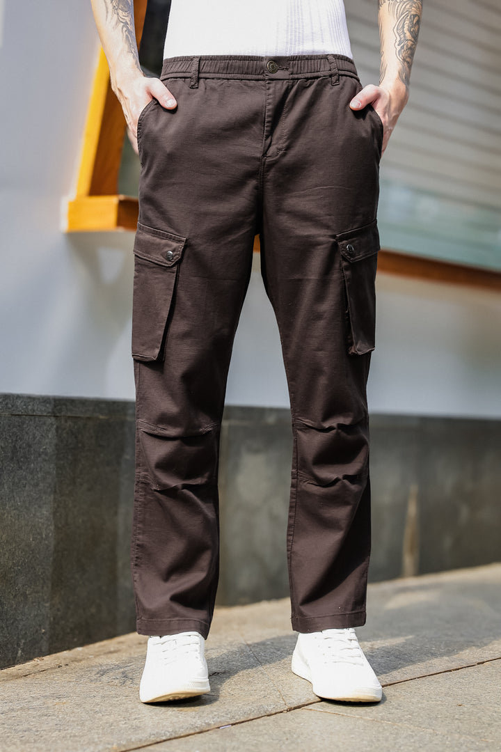 Combat : Brown Regular Fiit Cargo Pants