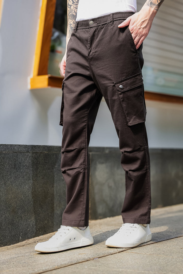Combat : Brown Regular Fiit Cargo Pants