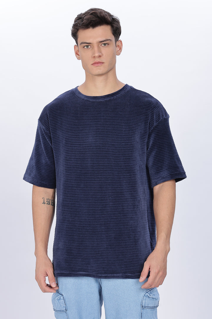 Textured Fabric Pearl Blue Oversized t-shirt