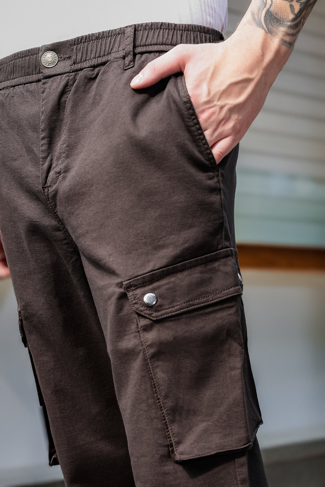 Combat : Brown Regular Fiit Cargo Pants