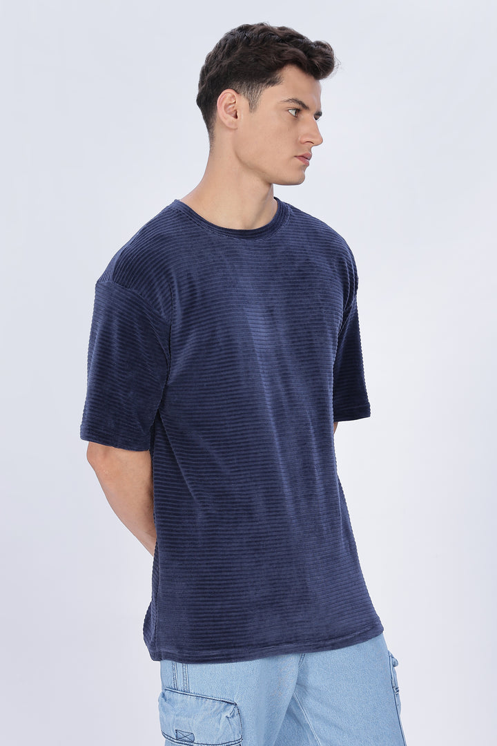 Textured Fabric Pearl Blue Oversized t-shirt