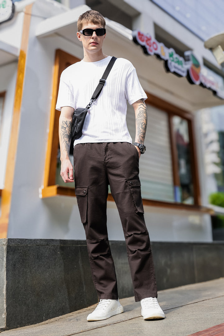 Combat : Brown Regular Fiit Cargo Pants