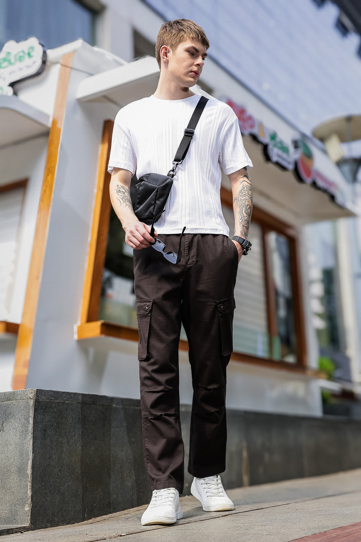 Combat : Brown Regular Fiit Cargo Pants