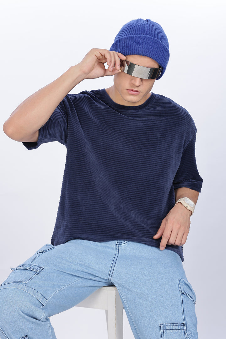 Textured Fabric Pearl Blue Oversized t-shirt