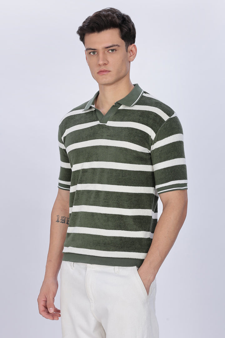 Green Stripes: Classic Polo Shirt