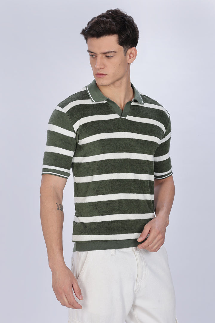 Green Stripes: Classic Polo Shirt