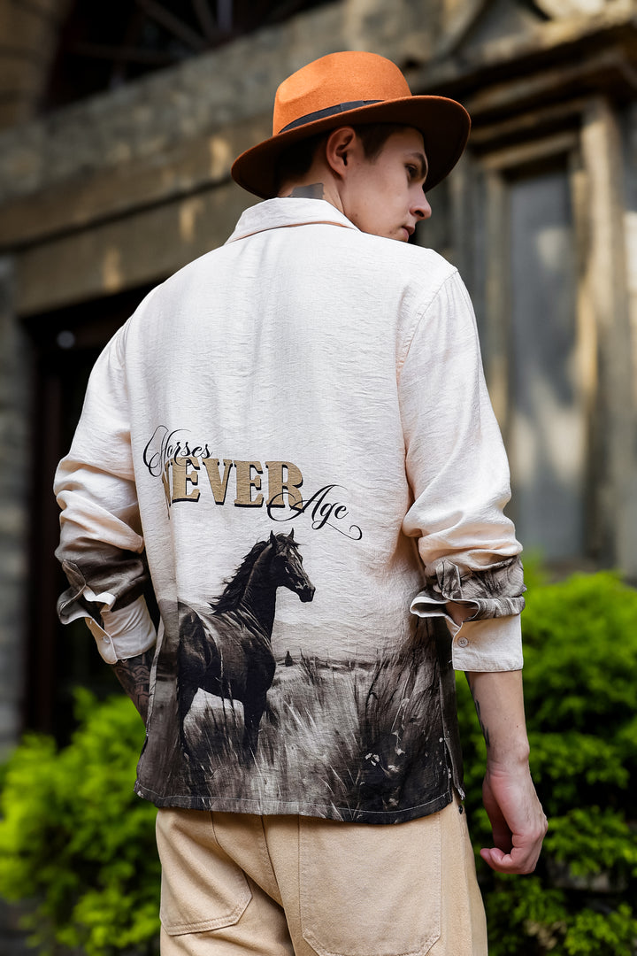 Horses Never Age : Textured Fabric Shirt