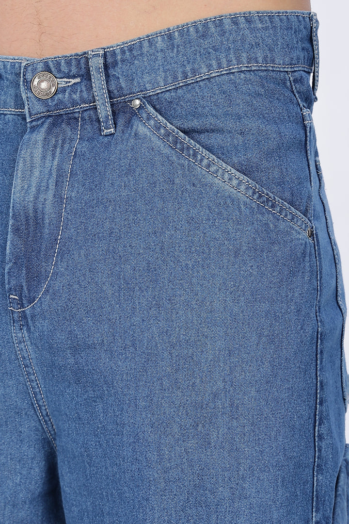 Super Baggy: Big Pockets Blue Denim Cargo Pants
