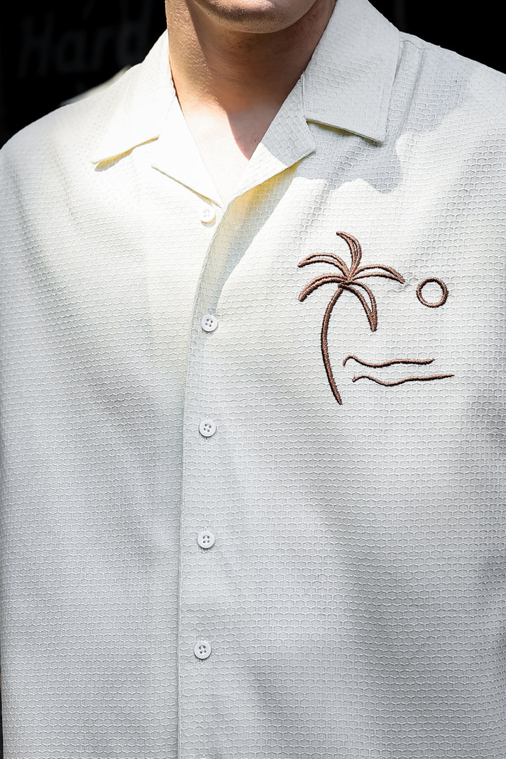 Beach: Textured Fabric Embroidery Shirt