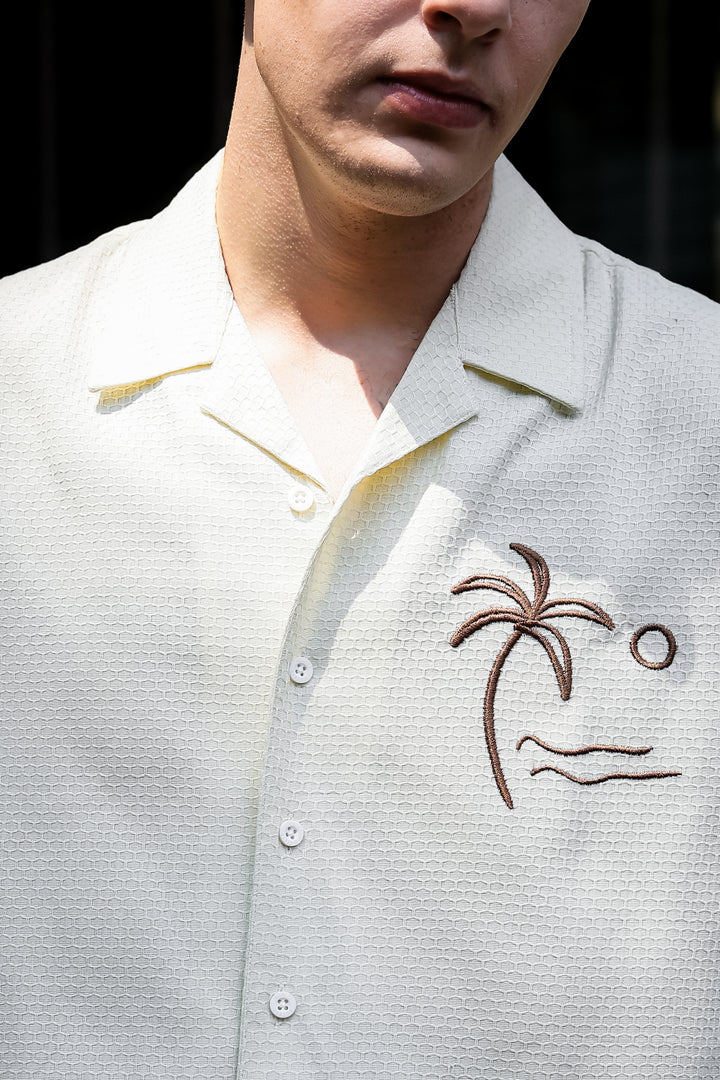 Beach: Textured Fabric Embroidery Shirt
