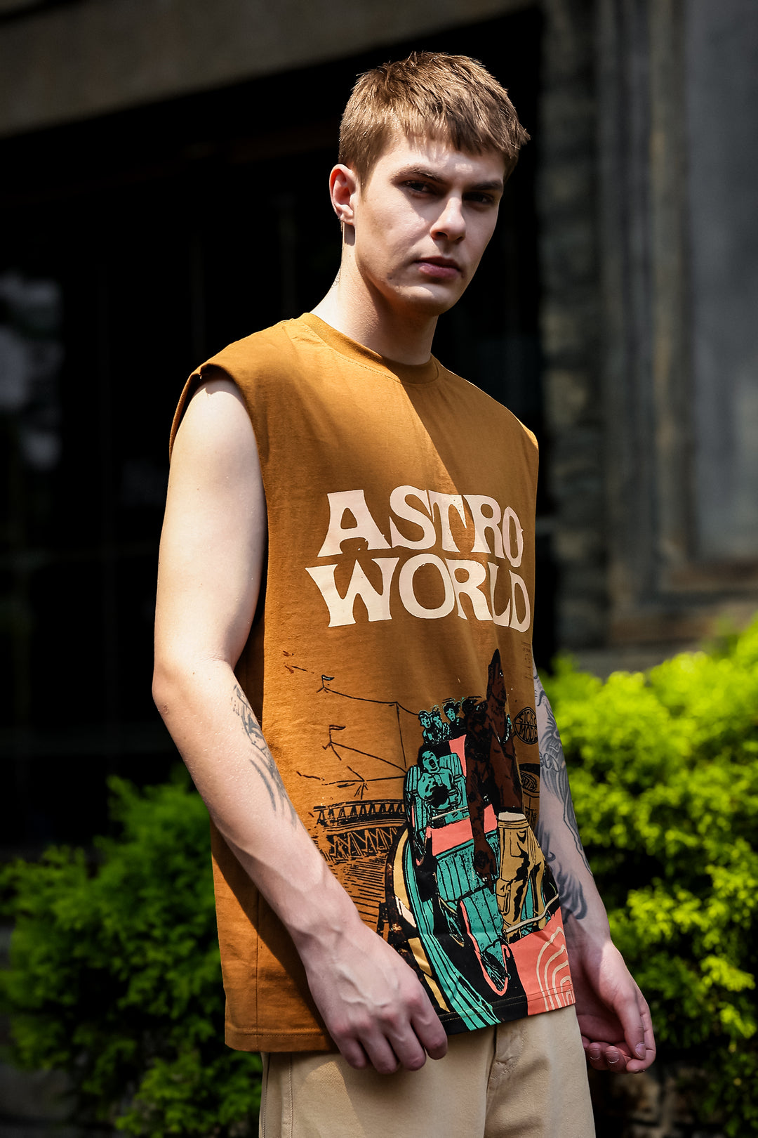 Astro World: Oversized Brown Tank