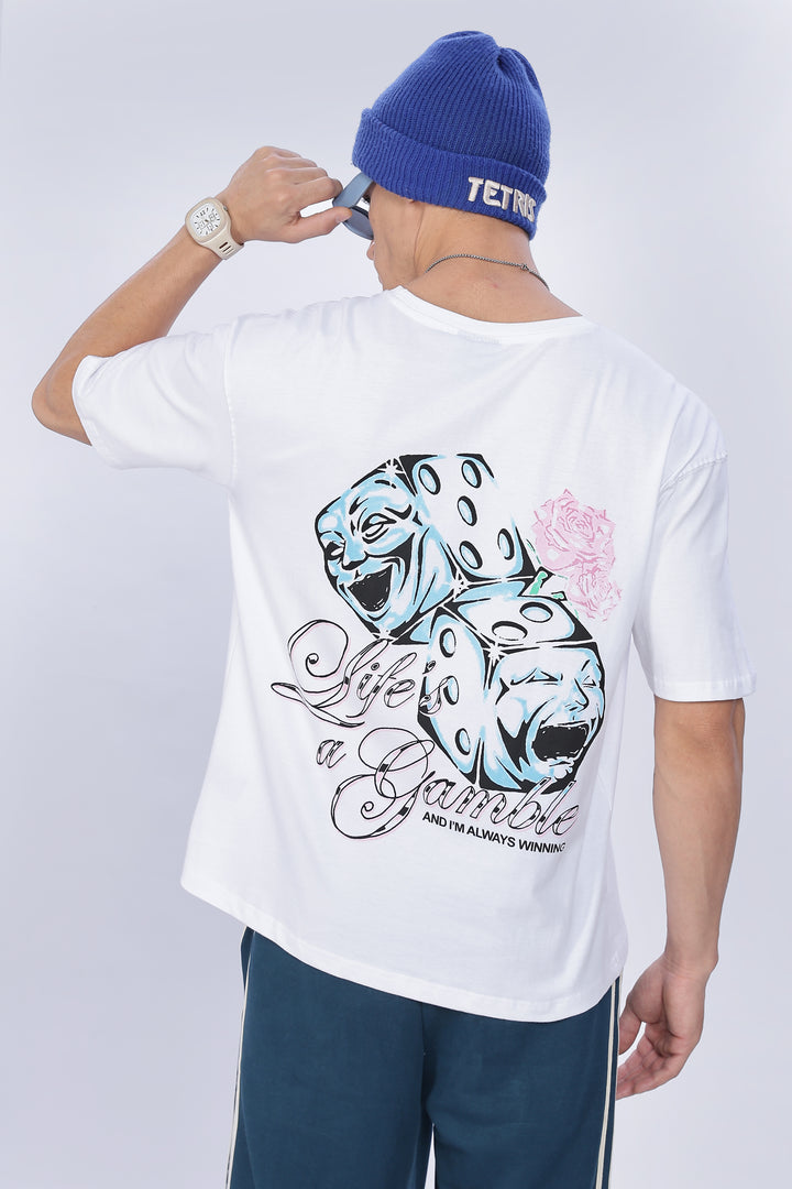 Game of Dice: White Oversized T-shirt
