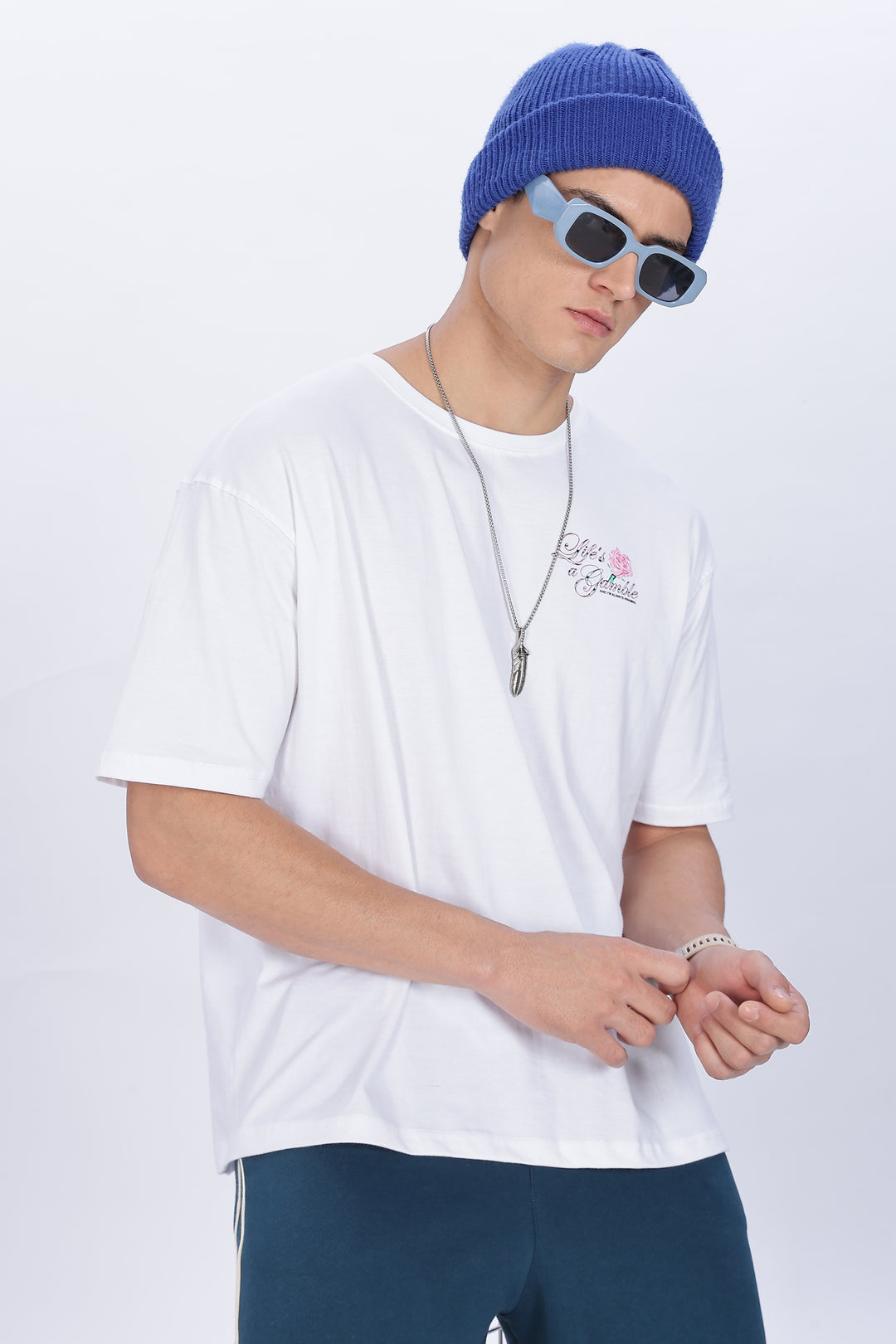 Game of Dice: White Oversized T-shirt