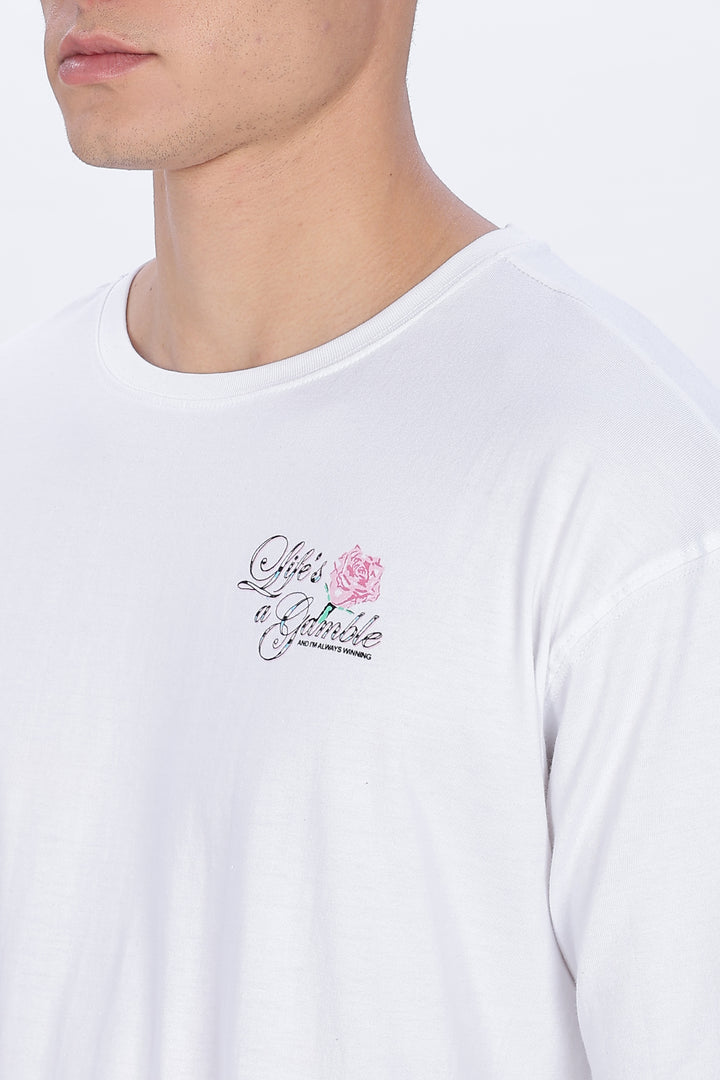 Game of Dice: White Oversized T-shirt