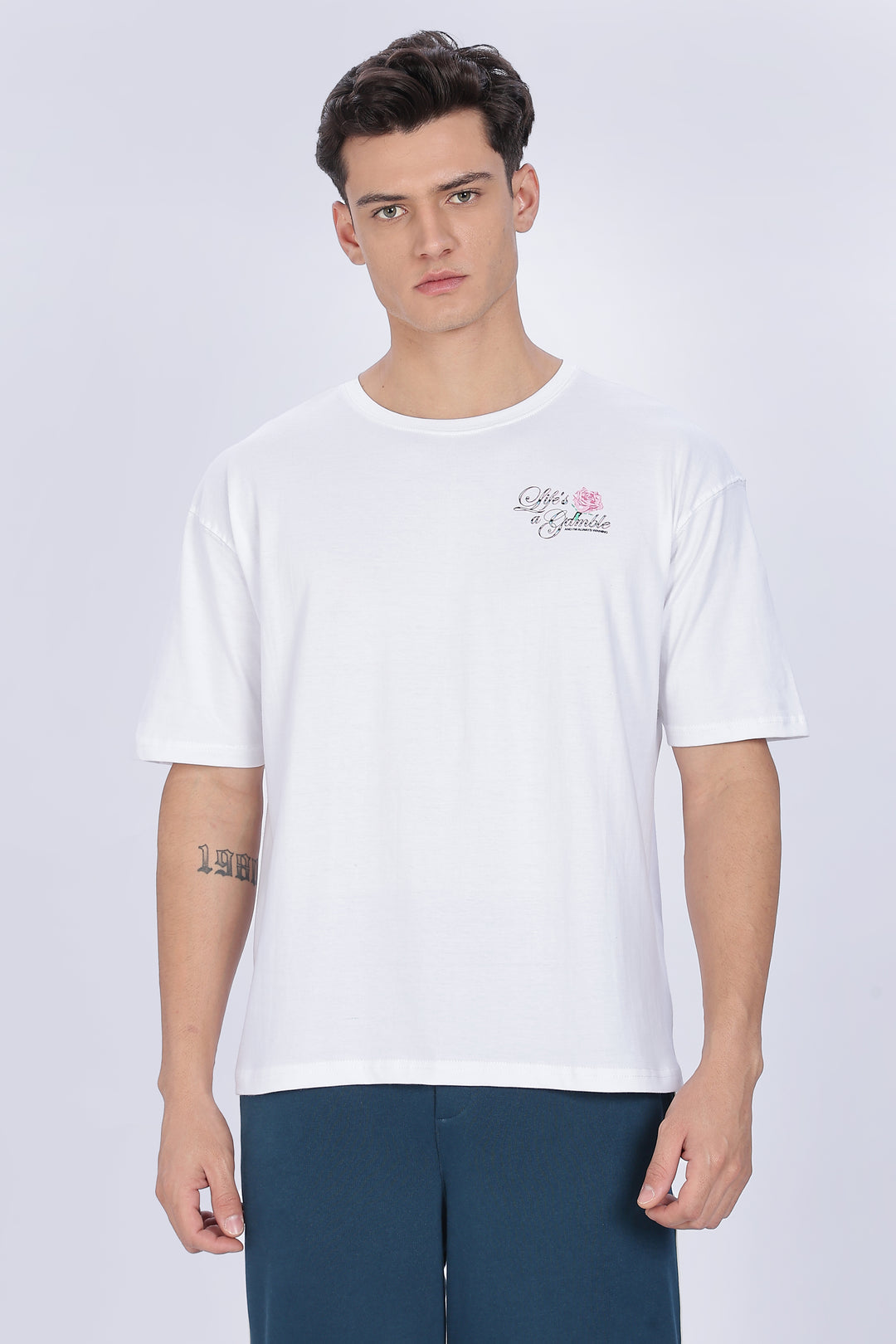 Game of Dice: White Oversized T-shirt
