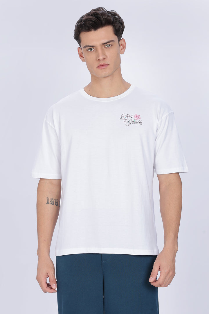 Game of Dice: White Oversized T-shirt