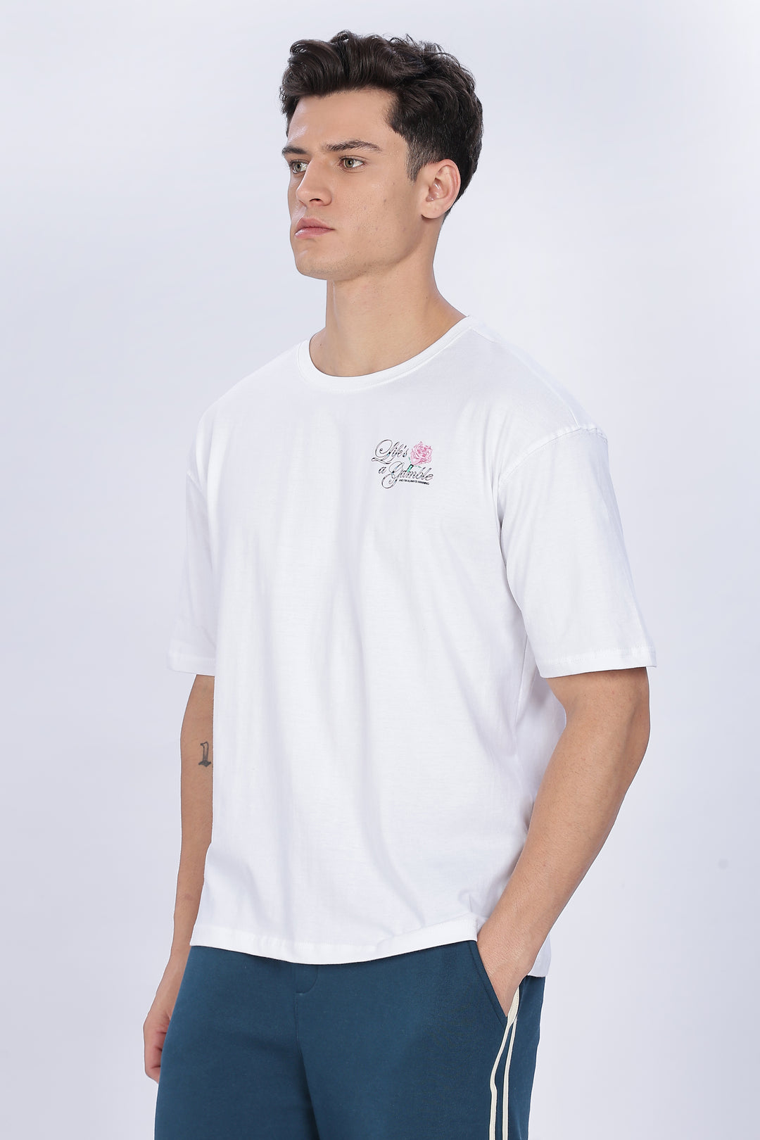 Game of Dice: White Oversized T-shirt