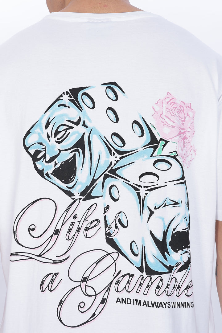 Game of Dice: White Oversized T-shirt