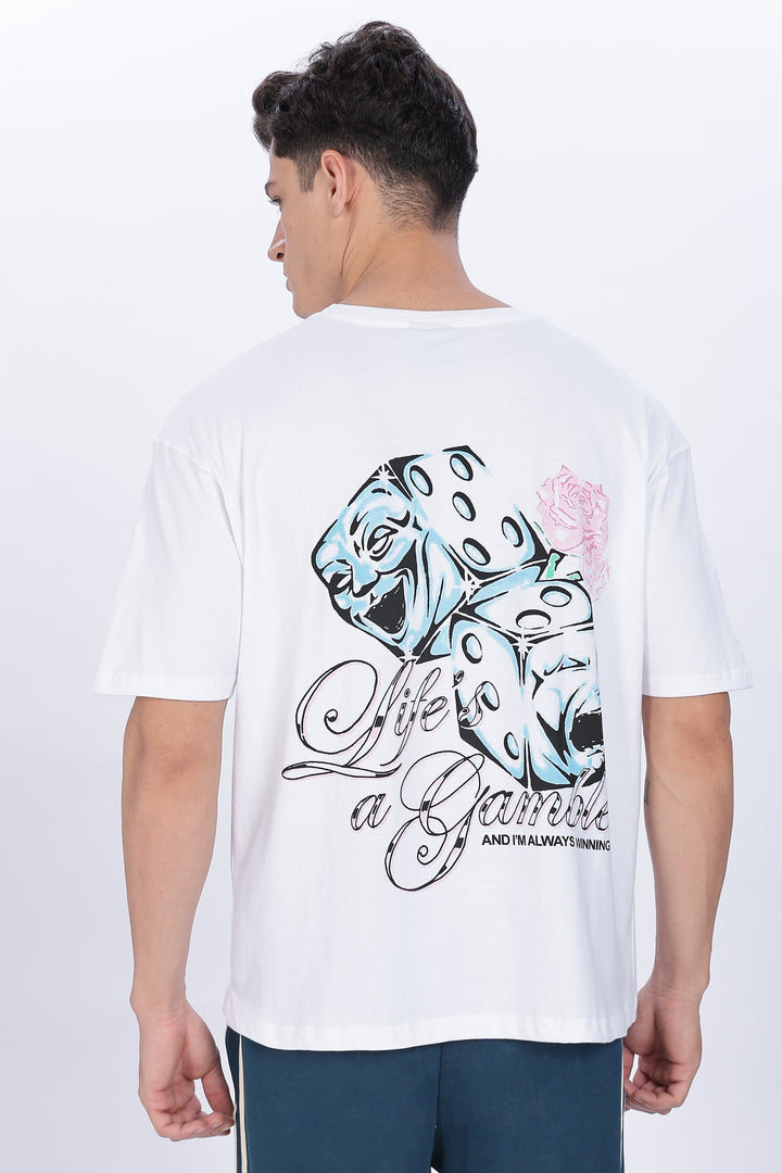 Game of Dice: White Oversized T-shirt