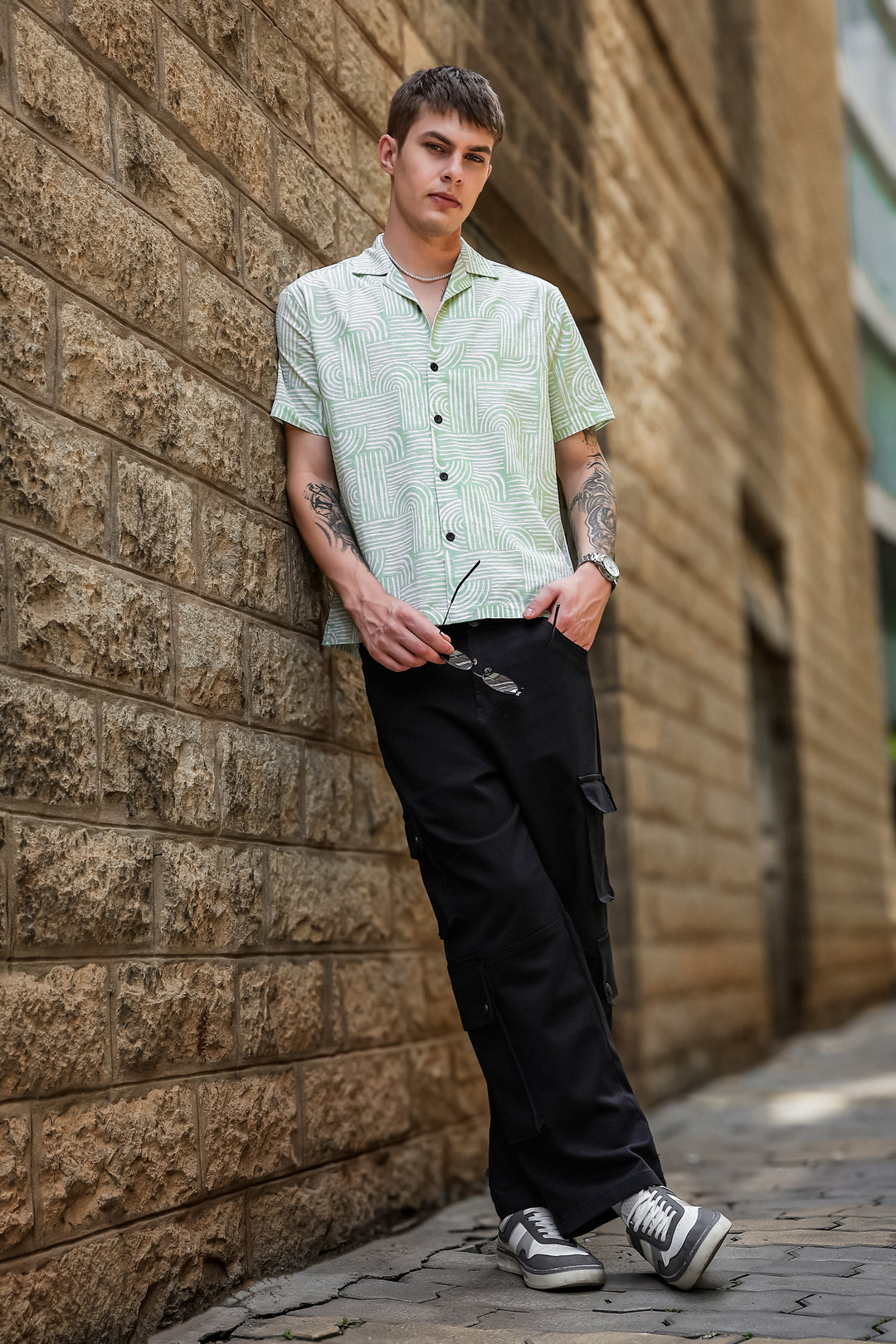 Curvy: Green Cuban Shirt