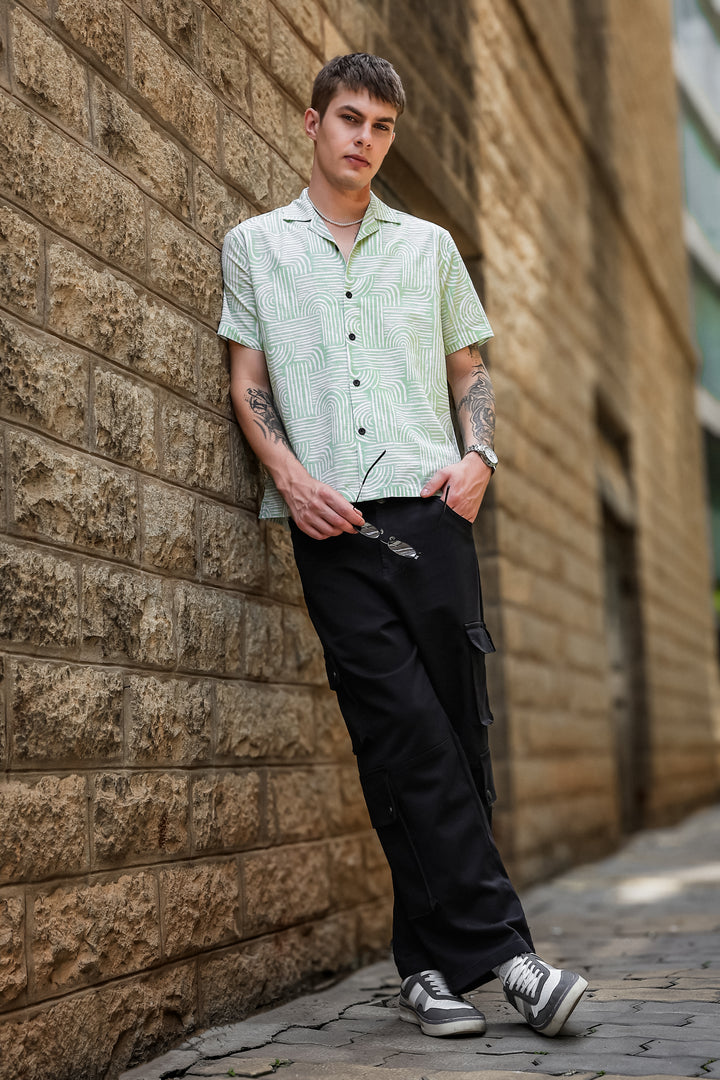 Curvy: Green Cuban Shirt