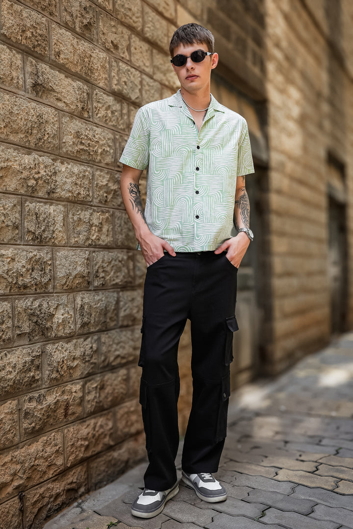 Curvy: Green Cuban Shirt