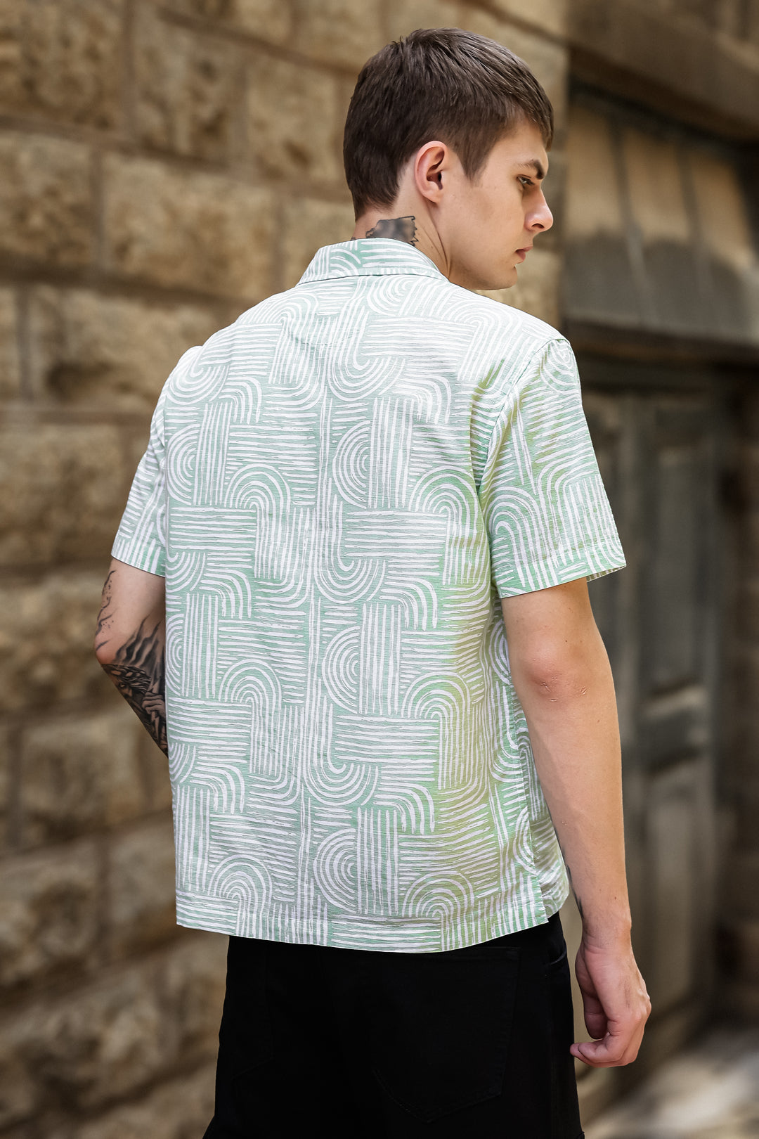 Curvy: Green Cuban Shirt