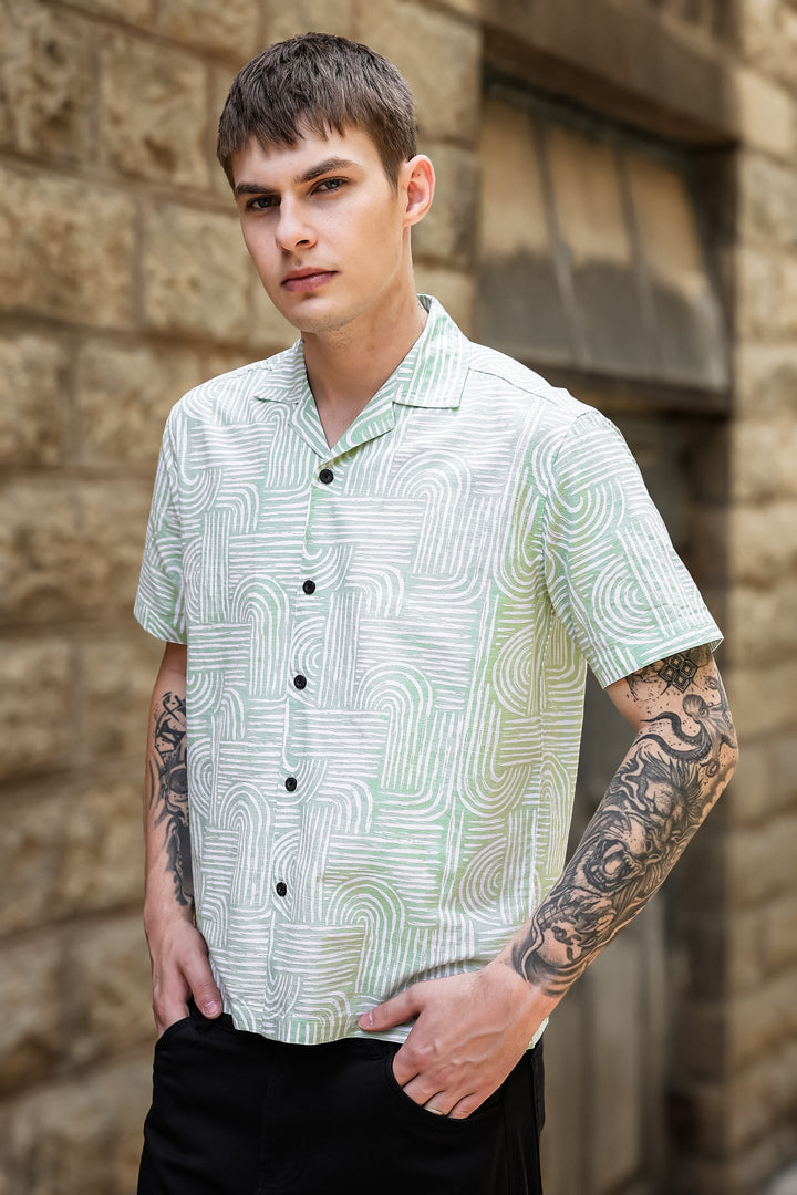 Curvy: Green Cuban Shirt