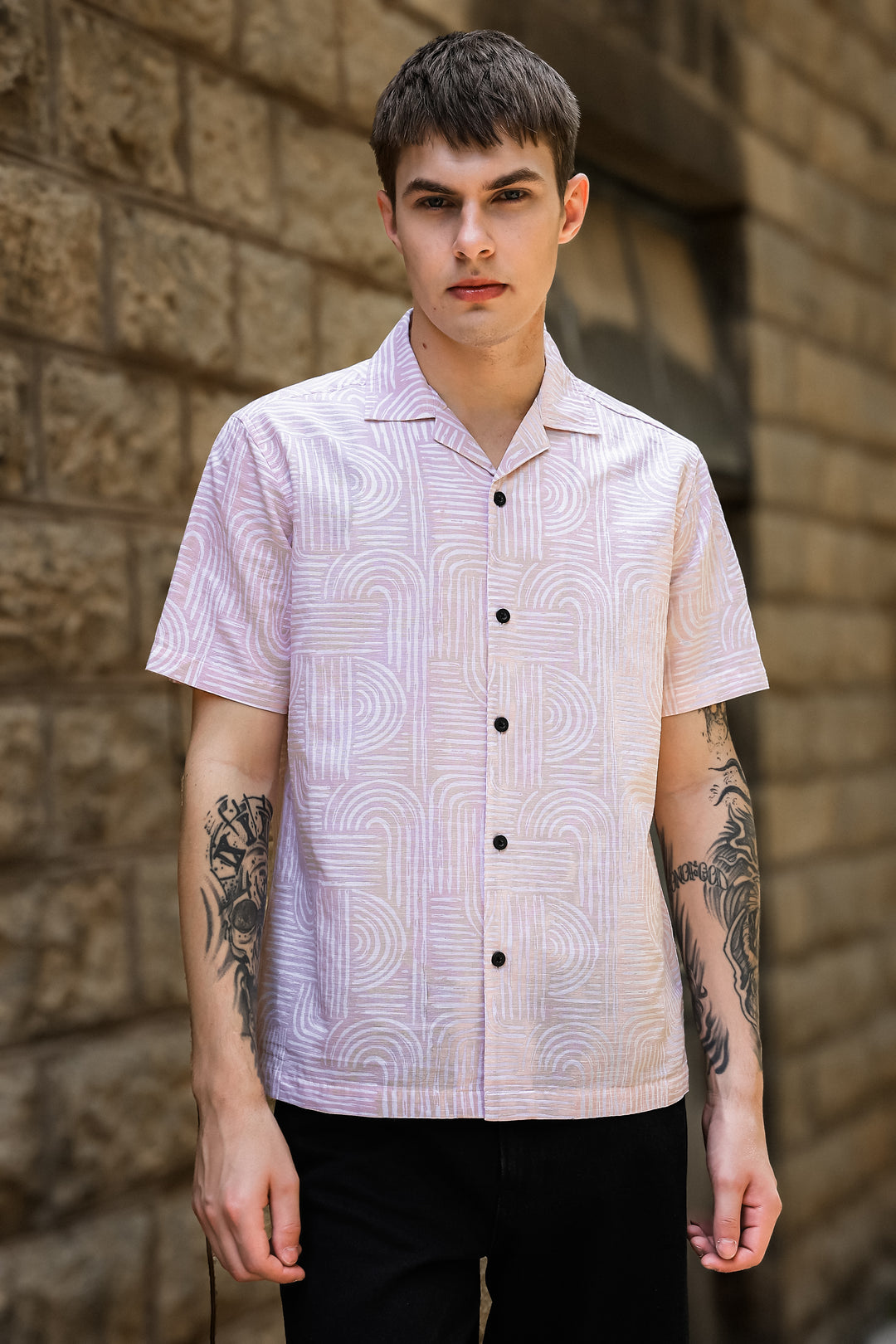Curvy: Peach Cuban Shirt