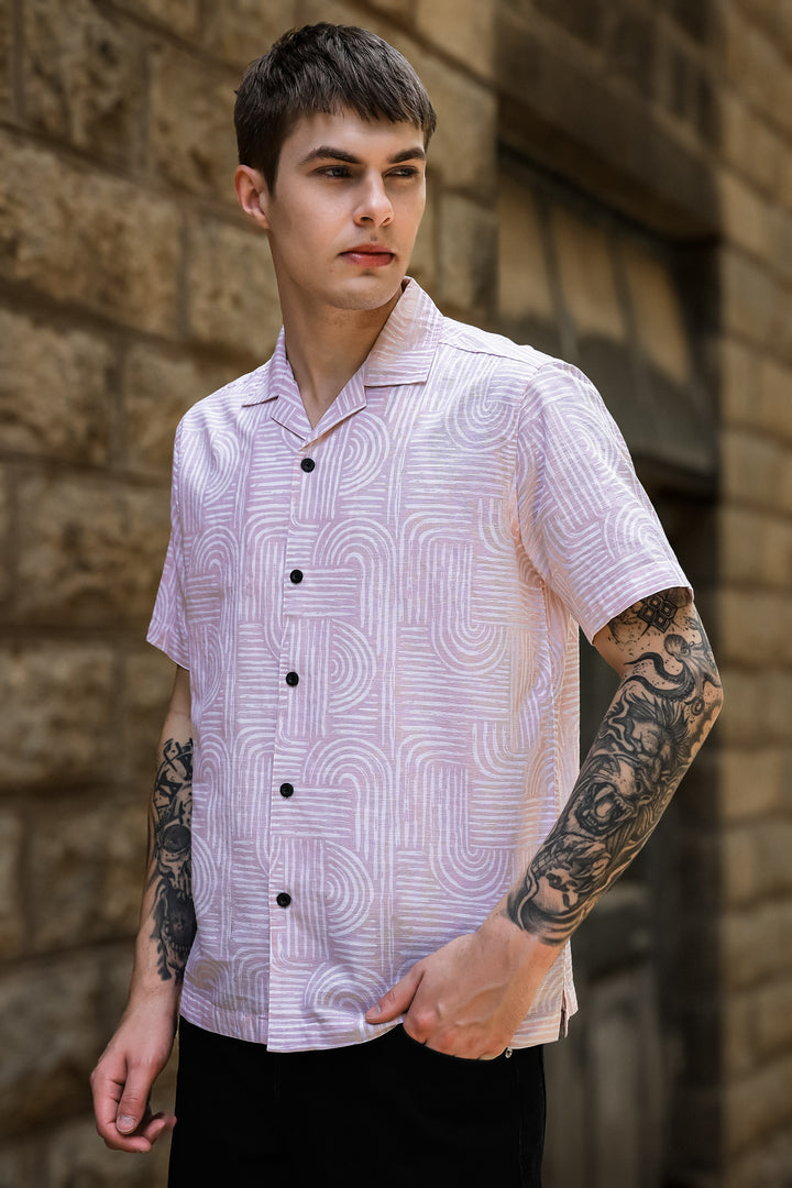 Curvy: Peach Cuban Shirt